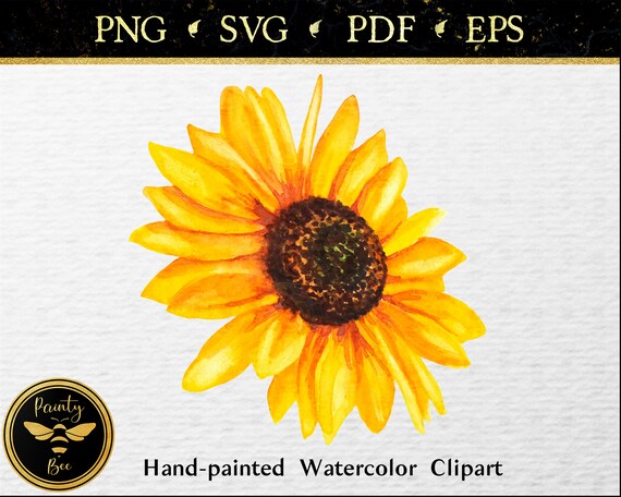 Download Sunflower Svg Watercolor Flower Clipart Sunflower Clipart Etsy