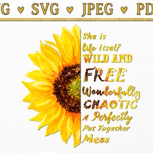 Sonnenblume Zitat SVG, Sonnenblume svg, Inspirational Girl Power svg, halbe Sonnenblume Clipart freche Zitate SVG