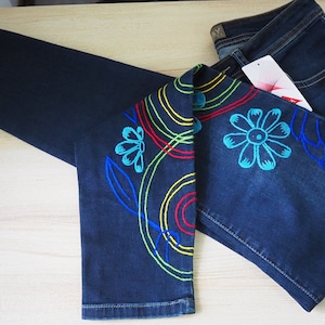 Women Jeans, embroidered Jean, stretchy Womens Cotton/Spandex hand embroidered high waist stretchy jean, bio-wash, hand embroidery jeans