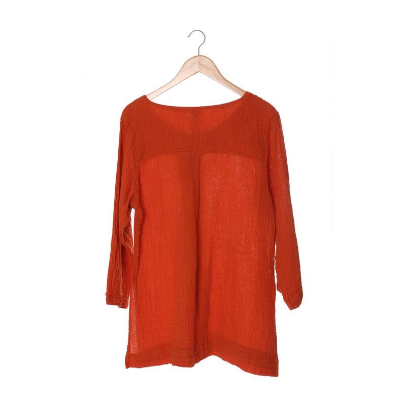 Double Gauze Cotton Top Crinkle Cotton Tunic Long Sleeves Etsy