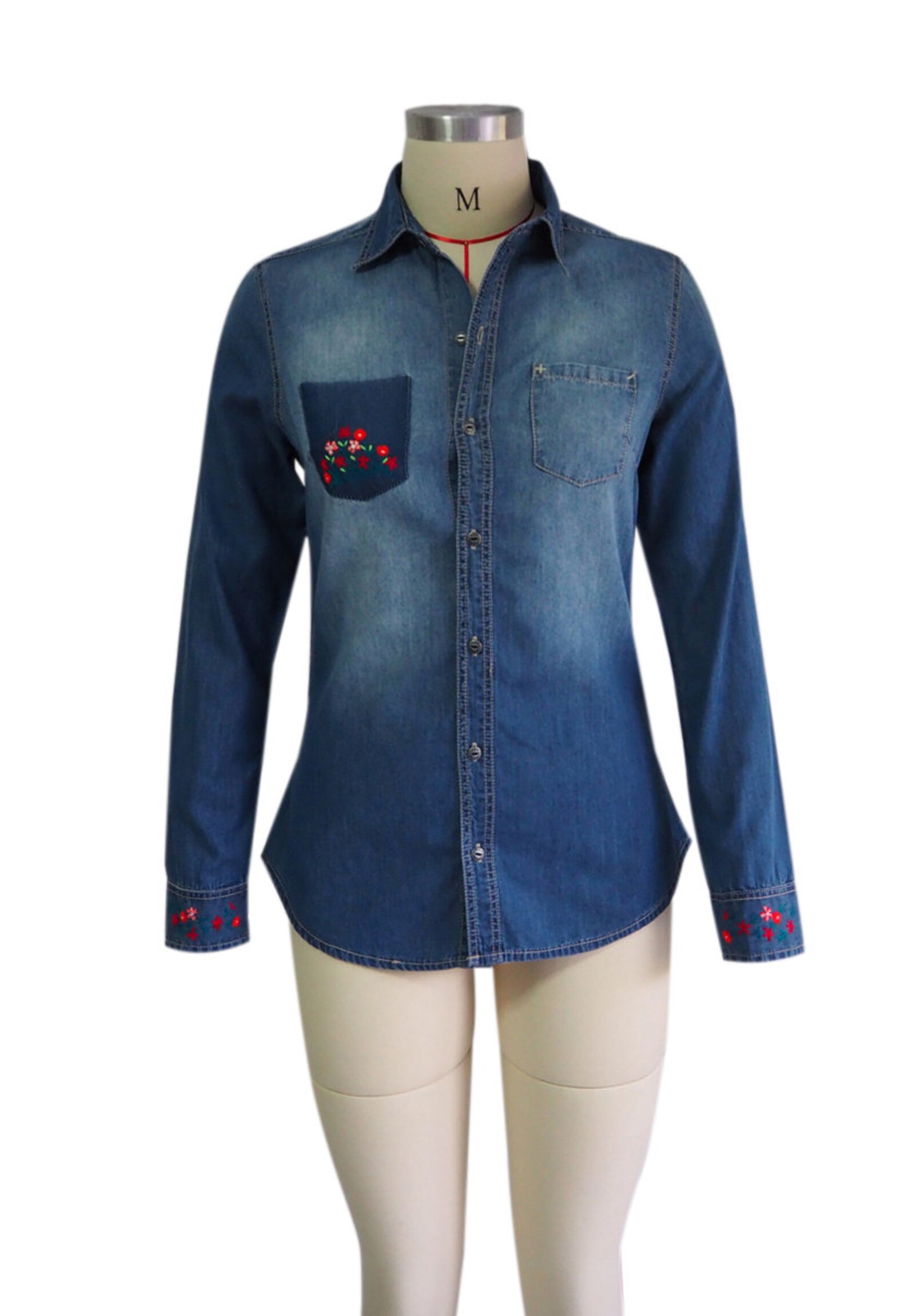 DENIM FULL BUTTON-DOWN FRONT & BACK EMBROIDERED SHIRT