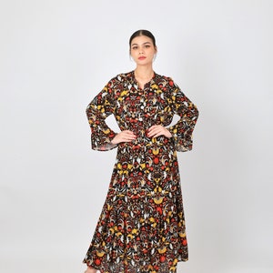 Damen Floral bedrucktes Maxikleid mit Rüschen Seitennaht Tasche