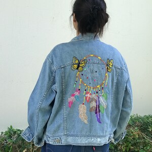 Jean Jacket, women denim jacket, hand embroidered Jean Jacket, Cotton embroidered Jean Jacket, denim outwear, Hand Embroidered denim, Boho image 2