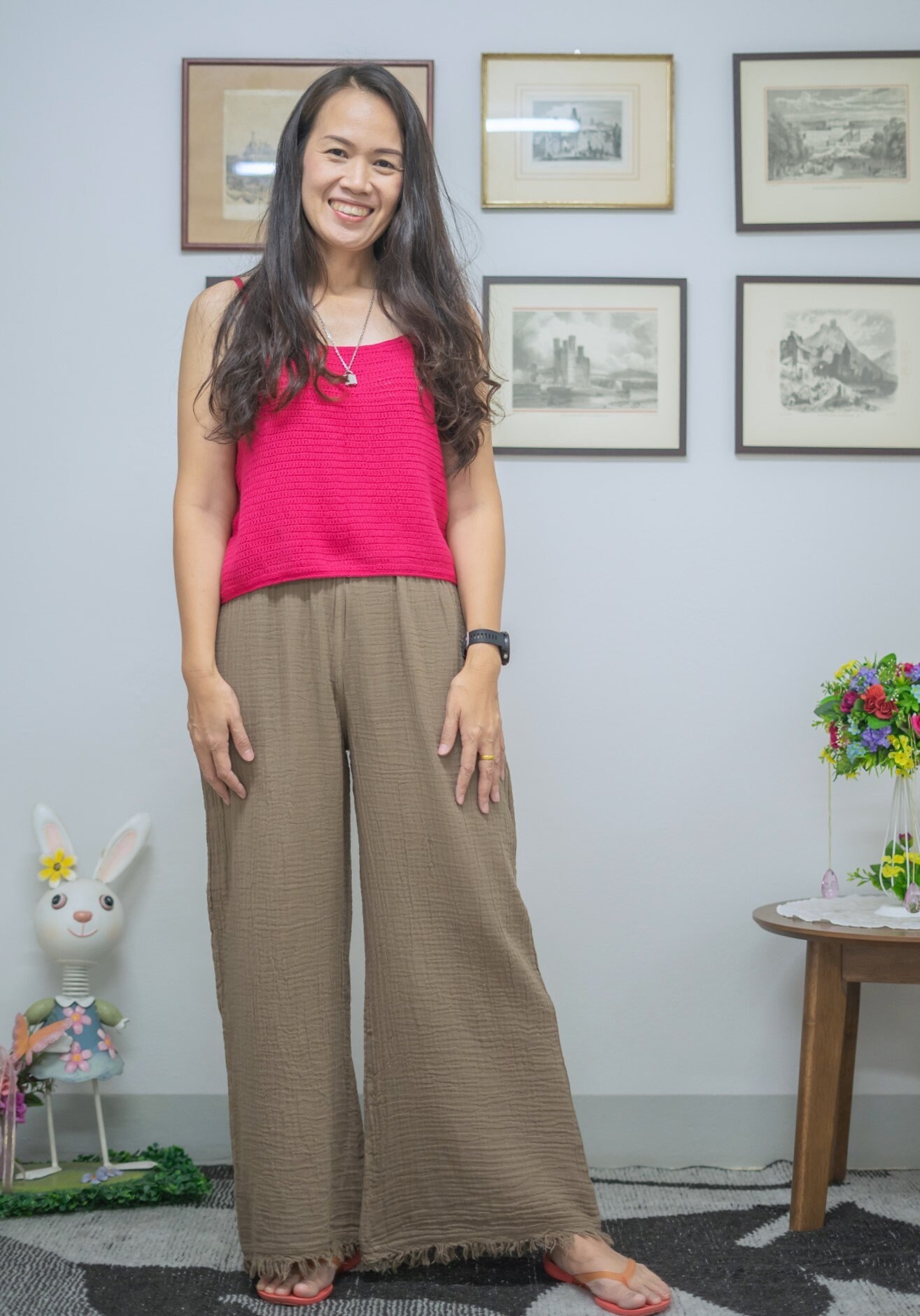 Gauze wide leg palazzo pants Clearance