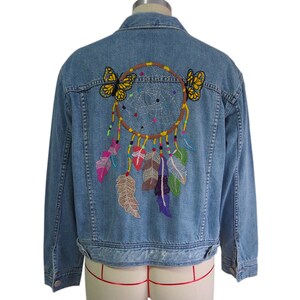 Jean Jacket, women denim jacket, hand embroidered Jean Jacket, Cotton embroidered Jean Jacket, denim outwear, Hand Embroidered denim, Boho image 1