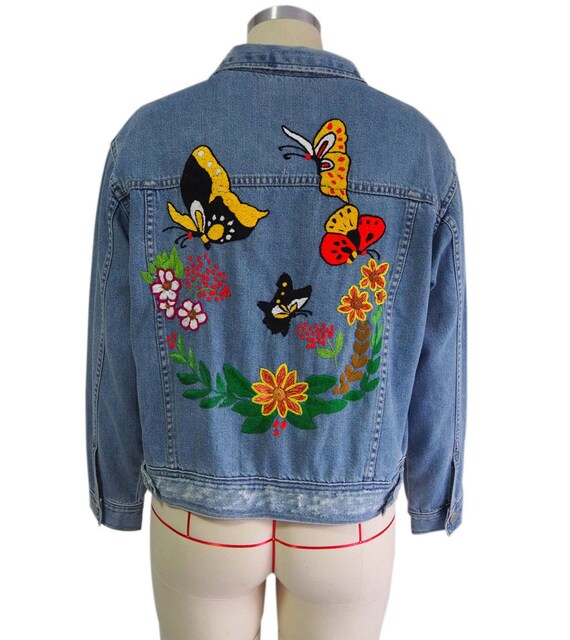 embroidered jean jacket womens