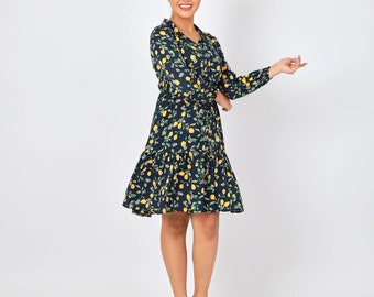 Shirt dress long-sleeves with Coconut buttons  ,Side  seam comes with Belt .