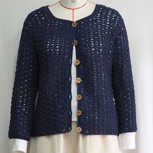 For Her crochet cotton cardigan with coconut shell buttons. Handmade open crochet cardigan. Crochet cardigan sweater. Gift for her.