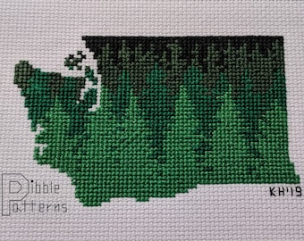 Washington State - The Evergreen State - Modern Cross Stitch Pattern PDF File - Instant Download - Pibble Patterns