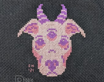 Pastel Goth Penny (The Pitbull) - Modern Cross Stitch Pattern PDF File - Instant Download