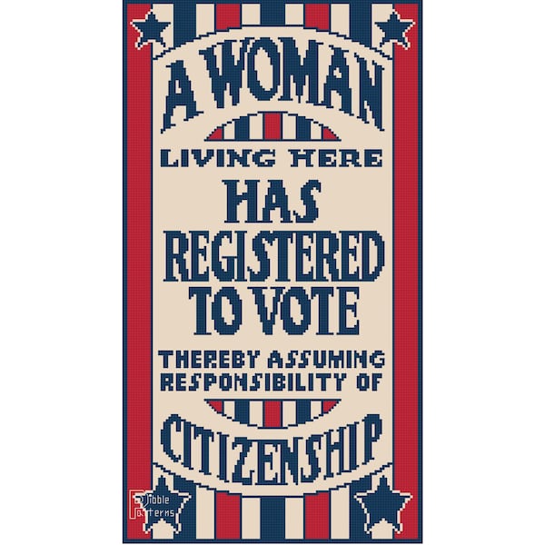 American Women Suffrage Poster - Antique Historical Vintage Cross Stitch Pattern PDF File - Instant Download