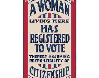 American Women Suffrage Poster - Antique Historical Vintage Cross Stitch Pattern PDF File - Instant Download