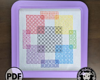 FULL SIZE Stained Glass Blackwork Sampler - Subversive Modern Cross Stitch Pattern PDF File - Instant Download - Pibble Patterns