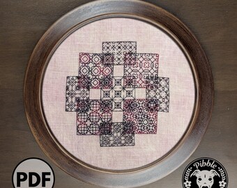 MINIATURE SIZE Stained Glass Blackwork Sampler - Subversive Modern Cross Stitch Pattern PDF File - Instant Download - Pibble Patterns