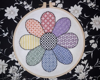 Blackwork Flower - Modern Cross Stitch Pattern PDF File - Instant Download