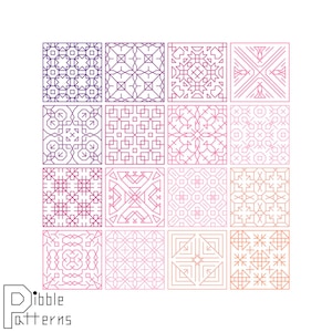 Blackwork Sampler 1 - Modern Cross Stitch Pattern PDF File - Instant Download