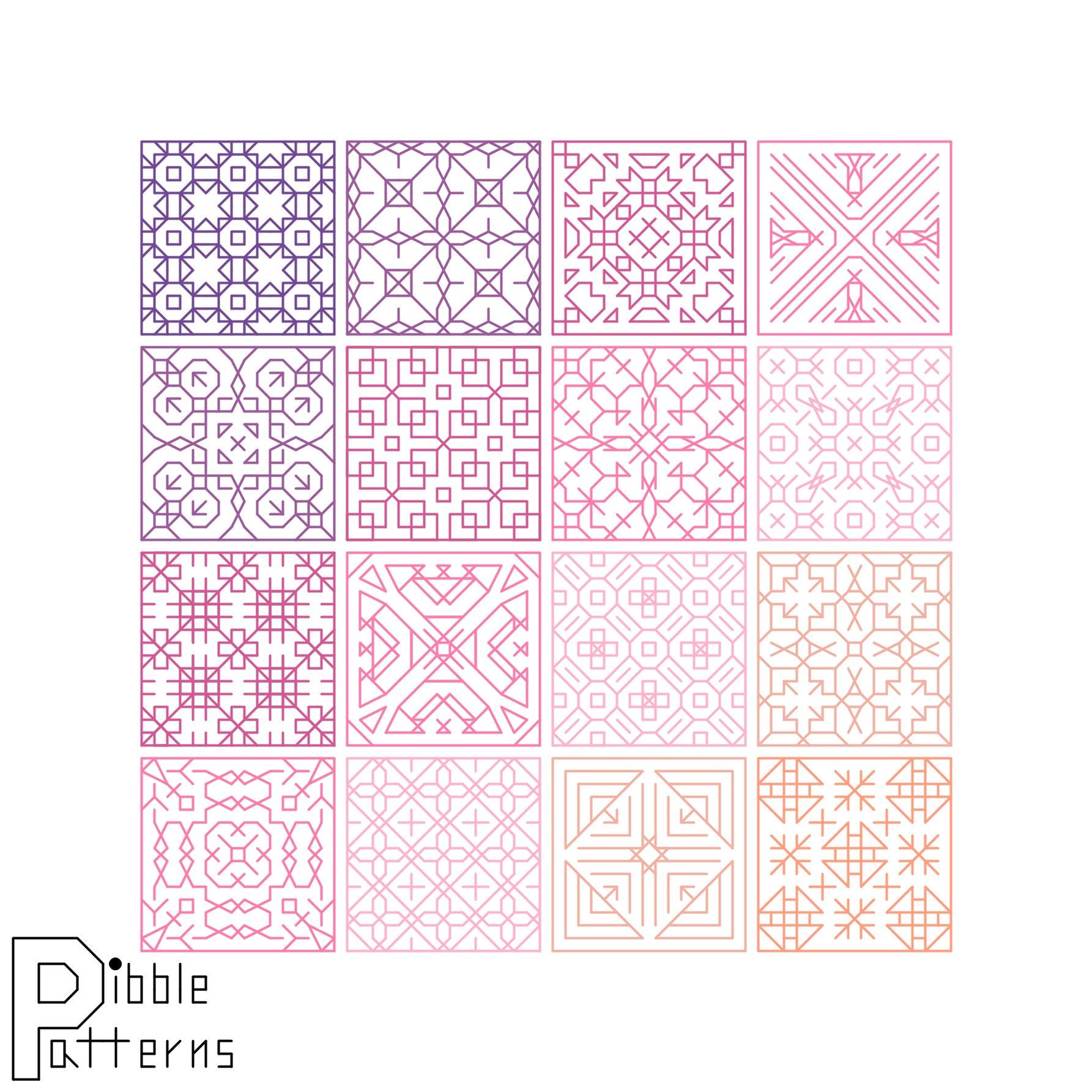 Blackwork Sampler 1 - Modern Cross Stitch Pattern PDF File - Instant Download