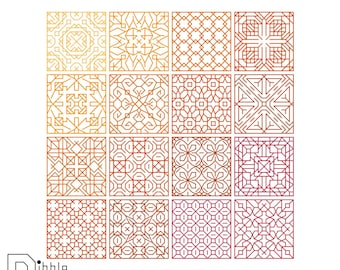 Blackwork Sampler 3 - Modern Cross Stitch Pattern PDF File - Instant Download