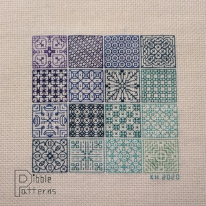 Blackwork Sampler 2 - Modern Cross Stitch Pattern PDF File - Instant Download