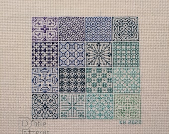 Blackwork Sampler 2 - Modern Cross Stitch Pattern PDF File - Instant Download
