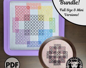 BUNDLE Stained Glass Blackwork Sampler Full Mini - Subversive Modern Cross Stitch Pattern PDF File - Instant Download - Pibble Patterns