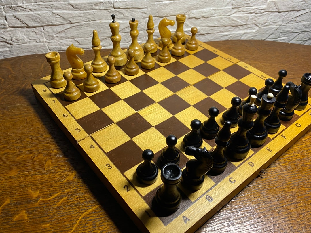 1950s old chess set USSR wooden vintage chess board 29x29cm - Shop Chess24  Board Games & Toys - Pinkoi