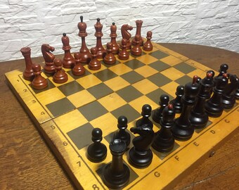 Juego de ajedrez ponderado de madera 1980 hecho // ajedrez de madera // Madera // Ajedrez de la URSS vintage // Juego de ajedrez soviético