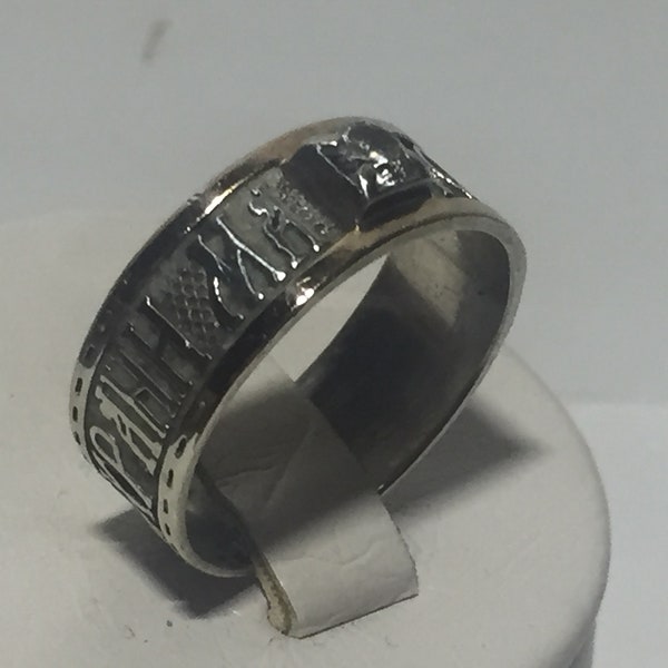 925 Sterling Silver Ring 9K gold 375 Russian Inscription Prayer Lord Mother of God Save Protect