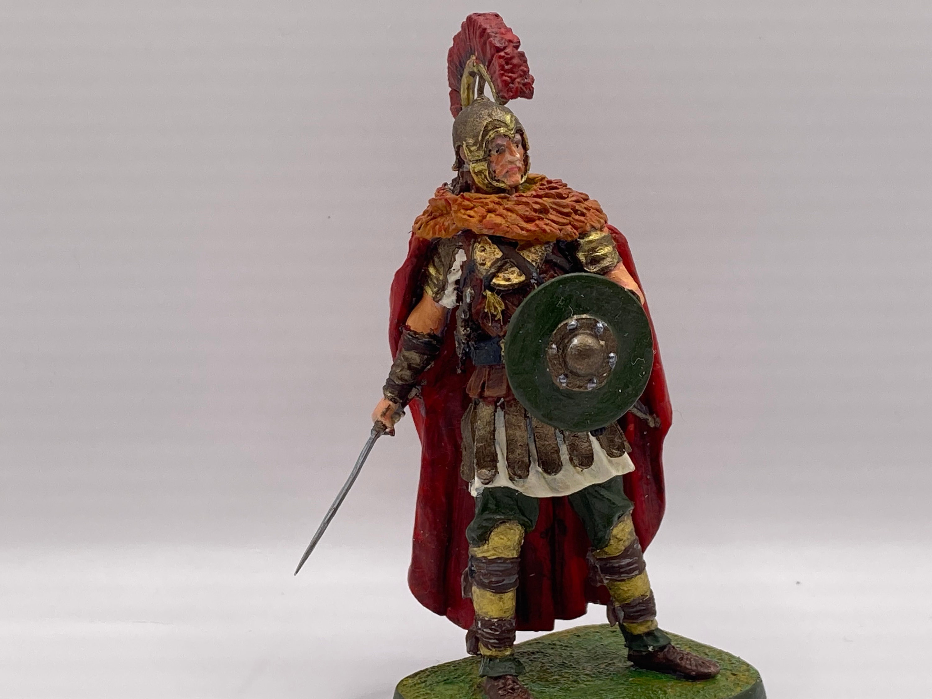 Tin miniature. Pewter sculpture. Tin soldier. Ancient Rome. Carthaginian warrior AD. Scale is 1/32.