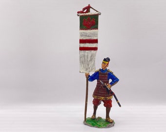 Antique Statuette Action Figurines Japanese Noble Samurai Medieval 1/32 Toy Soldier Collectibles 54mm Tin Metal Miniature