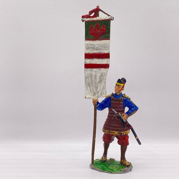 Antique Statuette Action Figurines Japanese Noble Samurai Medieval 1/32 Toy Soldier Collectibles 54mm Tin Metal Miniature