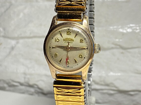 Swiss DELBANA Ladies Wrist Watch Gold Plated 17 J. Gold 20 
