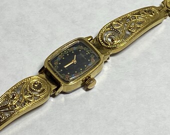 Womens filigree watch, Chaika watch, ladies watch, vintage womens watch, Russian girl watch, art deco watch
