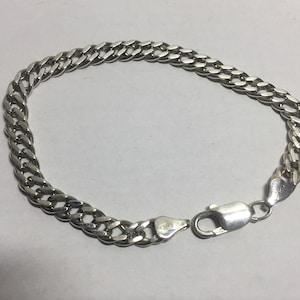 Sterling Silver Curb Link Chain Bracelet Men&#39;s Sterling Silver chunky Curb Link Bracelet Silver Curb Made in ITALY