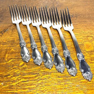 Fourchettes de table Rosa. Lot de 6 fourchettes vintage russes (URSS) plaquées argent.