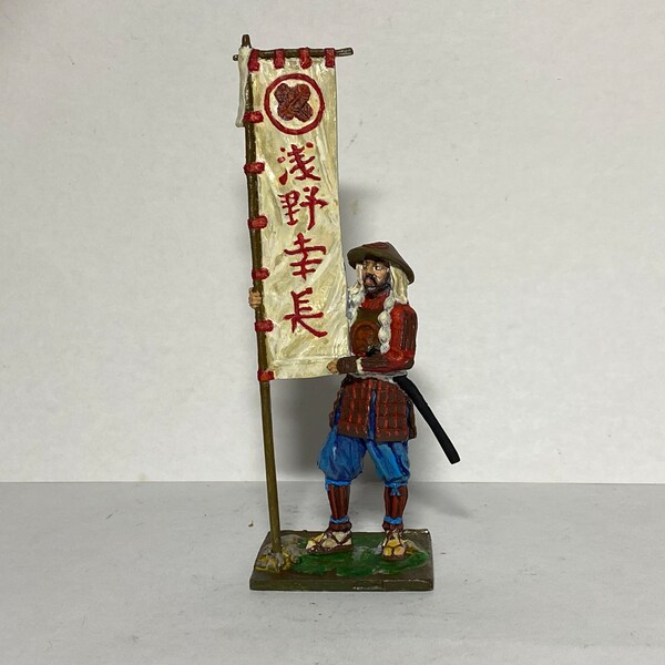 Antique Statuette Action Figurines Japanese Noble Samurai Medieval 1/32 Toy Soldier Collectibles 54mm Tin Metal Miniature