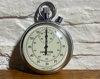 Chronomètre-chronomètre mécanique vintage URSS, chronomètre AGAT Marathon, équipement sportif.