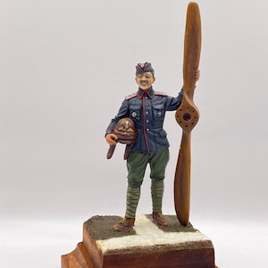Deutscher Spielzeugsoldaten-Pilot WW1, handbemalter Spielzeugsoldat im Maßstab 1:32, 54 mm Zinn-Zinn-Metall-Miniaturfigur