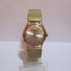 Rare onyx première montre homme Poljot 1950-60/22k boîtier plaqué or - MICRONS AU20, 23 bijoux