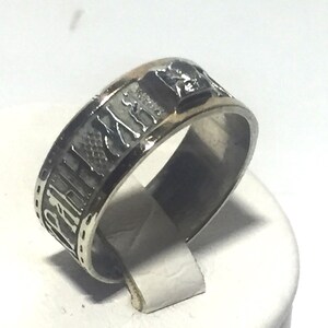 925 Sterling Silver Ring 9K gold 375 Russian Inscription Prayer Lord Mother of God Save Protect