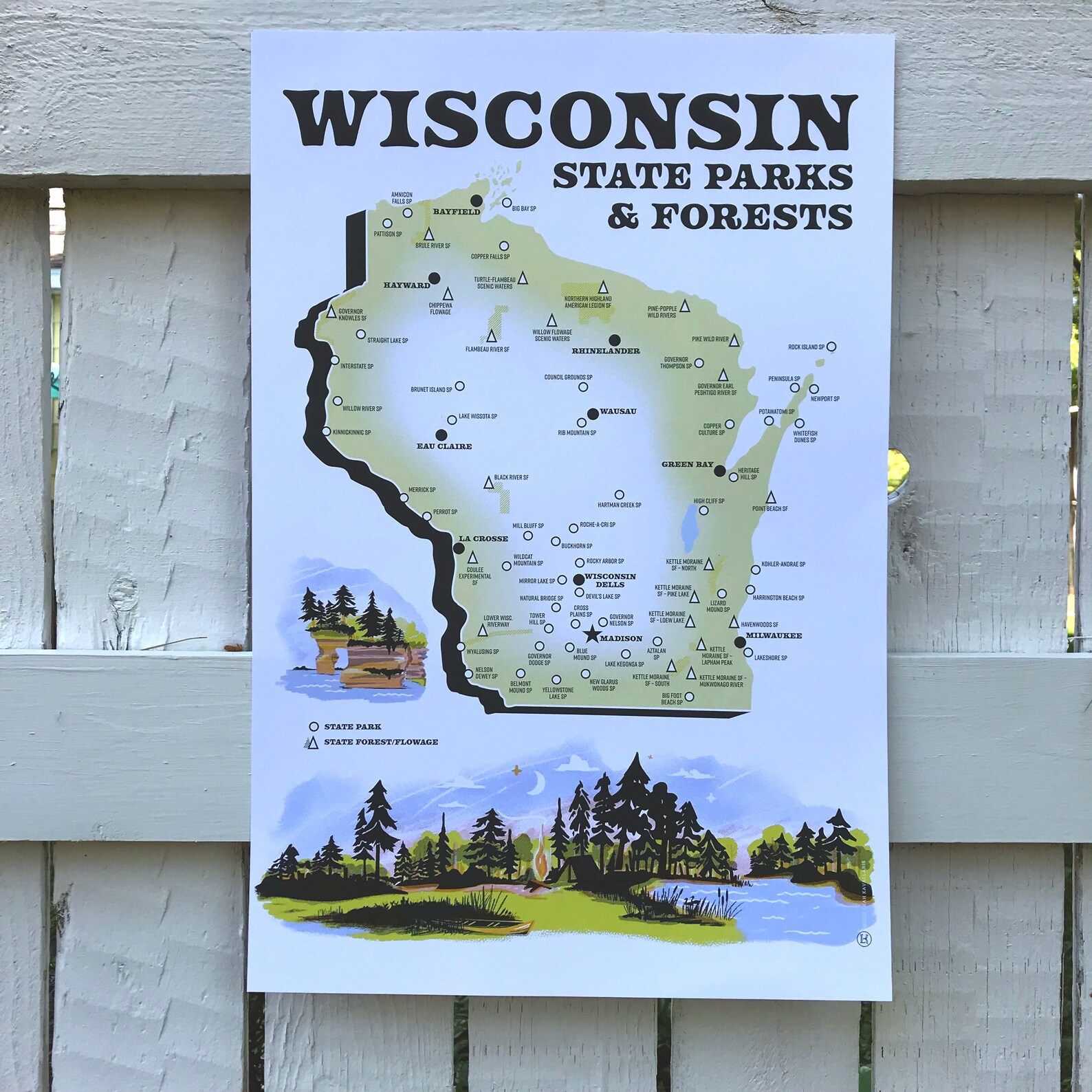 Wisconsin State Parks Checklist Map Etsy UK Wisconsin State Parks Checklist Map Etsy UK