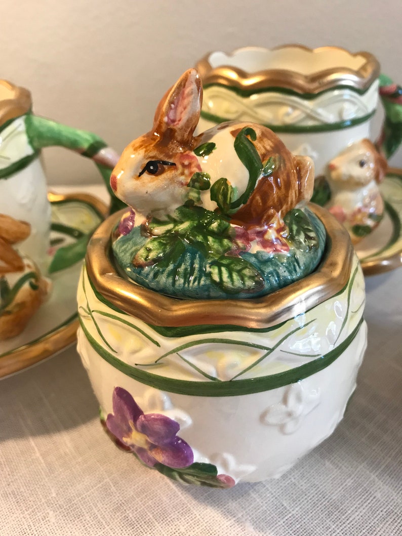 Vintage Bunny Garden Tea Cup Set By WMG 7 Piece Etsy