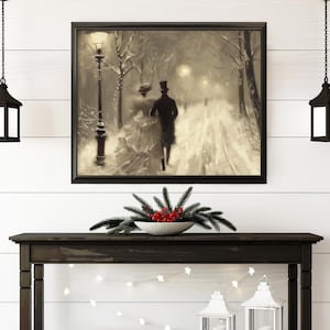 Victorian Wall Art | Vintage Couple | Winter Art | 19th Century Holiday Print | Christmas Decor | Retro Christmas | Digital PRINTABLE