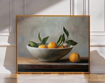 Kitchen Still Life Oranges Painting | Wall Art | Oil Painting | Vintage Print | Vintage Farmhouse Decor | Oranges Antique Art | PRINTABLE