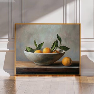 Cocina bodegones naranjas pintura / arte de la pared / pintura al óleo / impresión vintage / decoración de la granja vintage / naranjas arte antiguo / IMPRIMIBLE