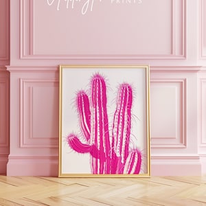 Mexican Desert Pink Wall Art Print | Cactus Art | Saguaro Cactus | Desert Art Print | Desert Landscape | Western Art | Digital PRINTABLE