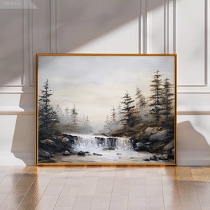 Rustic River Landscape Painting | Vintage Mountains | Landscape Art Print | Wall Art | Oil Painting | Vintage Print | Digital PRINTABLE