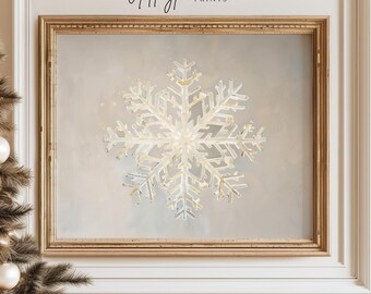 Christmas Art Print | Wall Art | Snowflake Christmas Print| Winter Art| Holiday Print| Christmas Decor| Vintage Christmas| Digital PRINTABLE