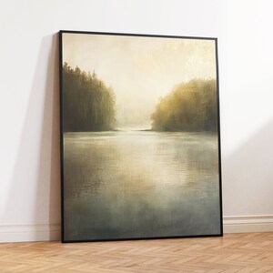 Moody Forest Lake Art Print | Vintage Wall Art | Forest Oil Painting | Trees Vintage Print | Nature Landscape |Digital Download, PRINTABLE