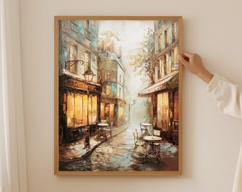 French Cafe Art Print | French Bistro Wall Art | Bakery Vintage Print | Oil Painting Print| Living Room Wall Art| Digital Download/PRINTABLE